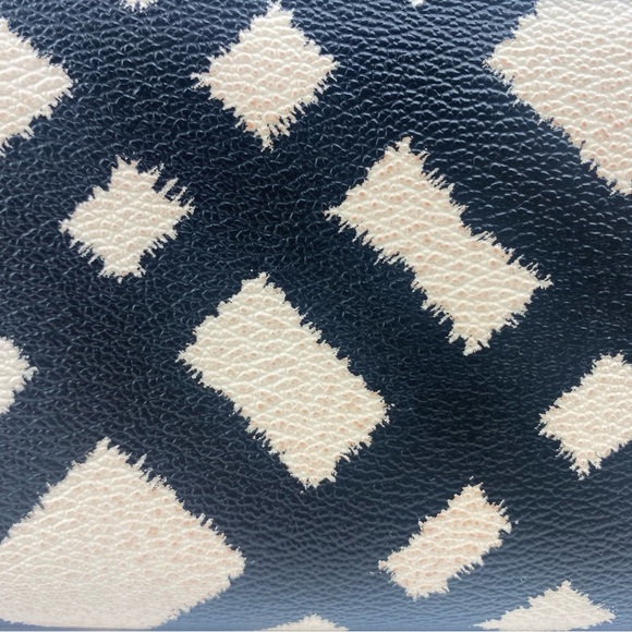 Coach Wild Plaid Slim Accordian Zip Around Wallet Black Cream Crossgrain Leather - Picture 4 of 12